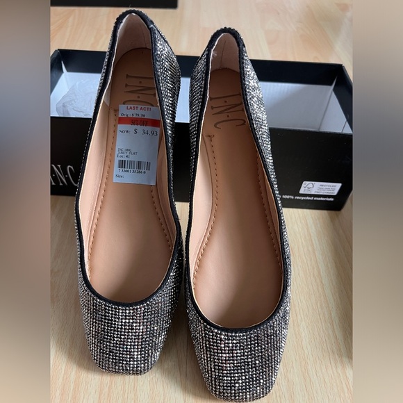 Inc International Black Crystal Studded Flats - Picture 2 of 6